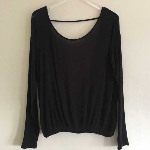 Free People Tops - Free People Black Heather Slouch Open Back Top M